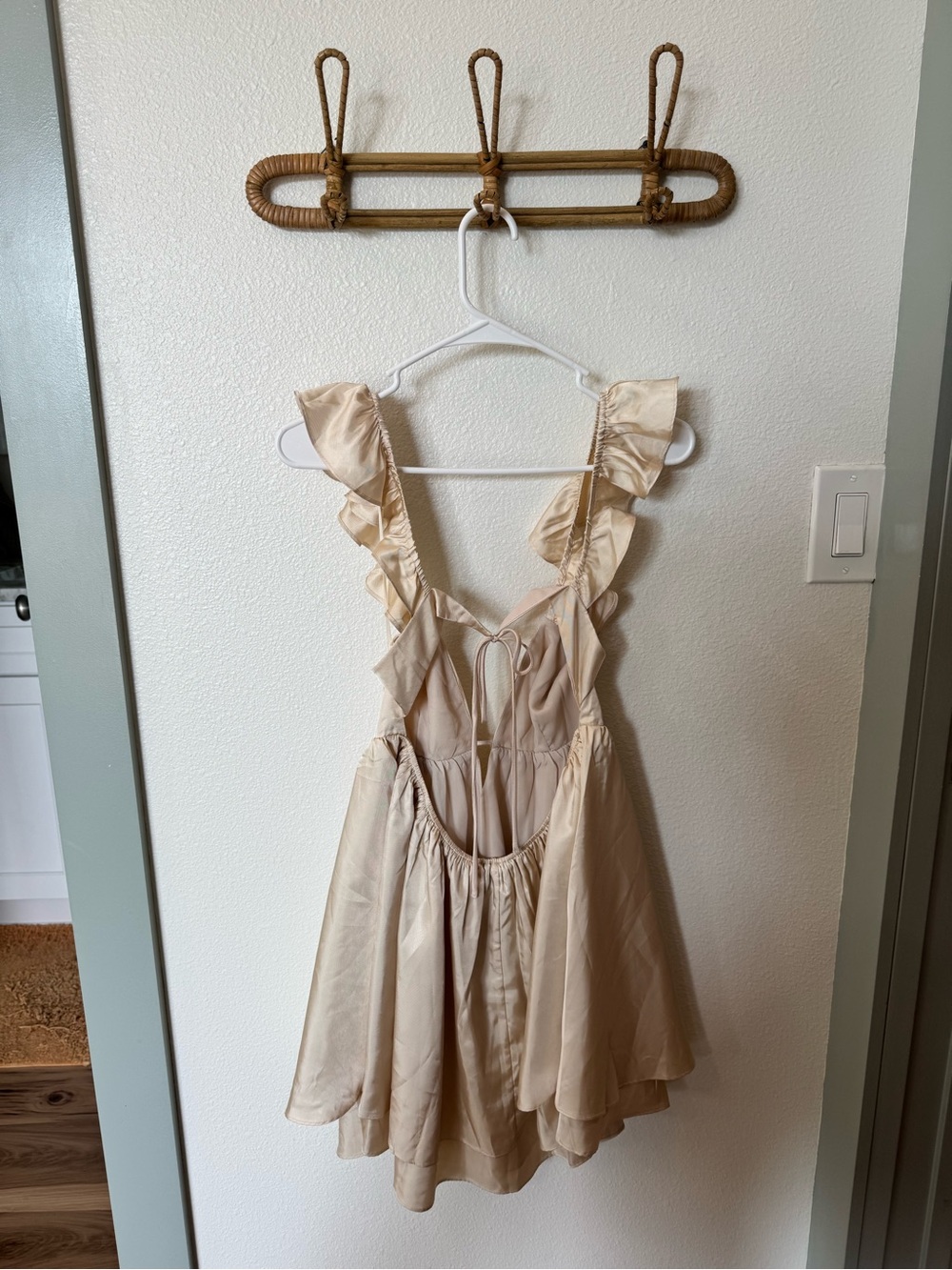 Ruffle Strap Cream Dress - Picture 2 of 4